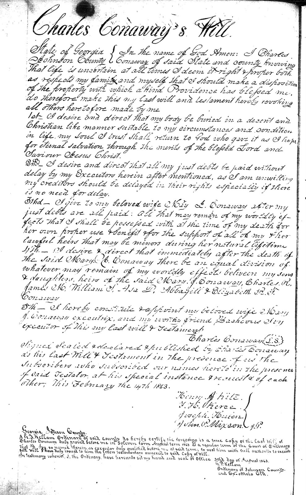 Will of Charles Conway