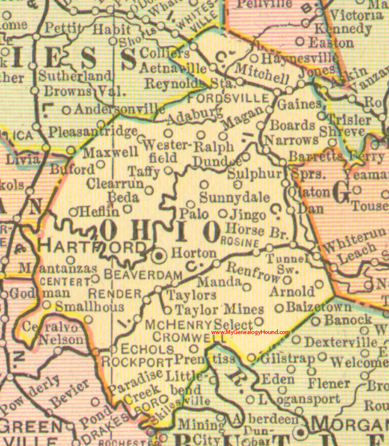 Map of Ohio County Kentucky